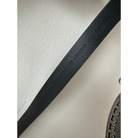Vintage Chico’s Black Leather Statement Belt Silver Rhinestone Boho Western M/L main image 4
